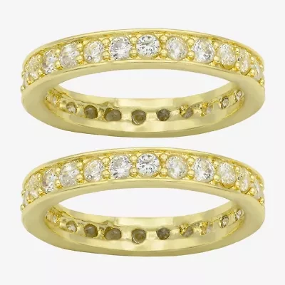 Sparkle Allure Womens Cubic Zirconia 14K Gold Over Brass Eternity Ring Set