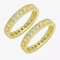 Sparkle Allure Womens Cubic Zirconia 14K Gold Over Brass Eternity Ring Set
