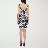 Premier Amour Womens Sequins Sleeveless Floral Sheath Dress