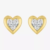 (G-H, I1-I2) 1/3 CT. T.W. Lab Grown White Diamond 10K Gold 8.1mm Heart Stud Earrings
