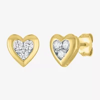(G-H, I1-I2) 1/3 CT. T.W. Lab Grown White Diamond 10K Gold 8.1mm Heart Stud Earrings