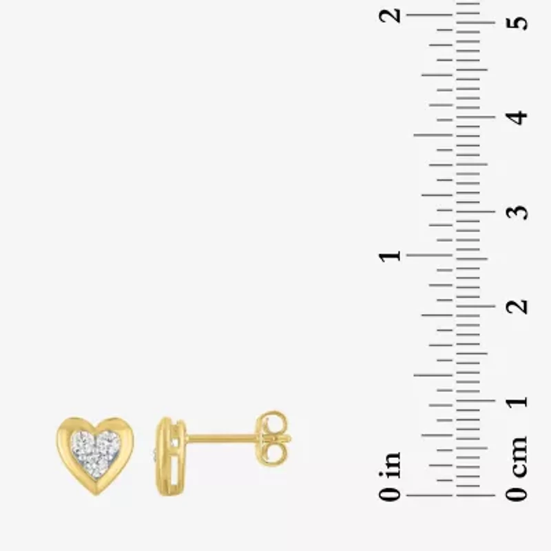 (G-H, I1-I2) 1/3 CT. T.W. Lab Grown White Diamond 10K Gold 8.1mm Heart Stud Earrings