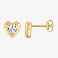 (G-H, I1-I2) 1/3 CT. T.W. Lab Grown White Diamond 10K Gold 8.1mm Heart Stud Earrings