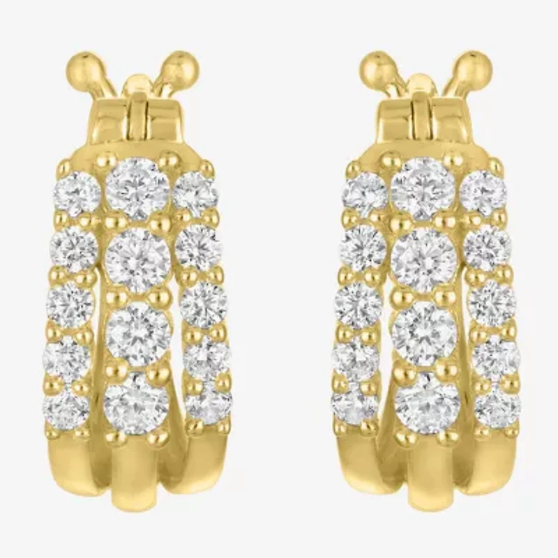 (G-H / I1-I2) Womens 1/3 CT. T.W. Lab Grown White Diamond 10K Gold 12.1mm Hoop Earrings