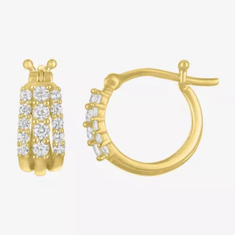 (G-H / I1-I2) Womens 1/3 CT. T.W. Lab Grown White Diamond 10K Gold 12.1mm Hoop Earrings