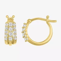 (G-H / I1-I2) Womens 1/3 CT. T.W. Lab Grown White Diamond 10K Gold 12.1mm Hoop Earrings