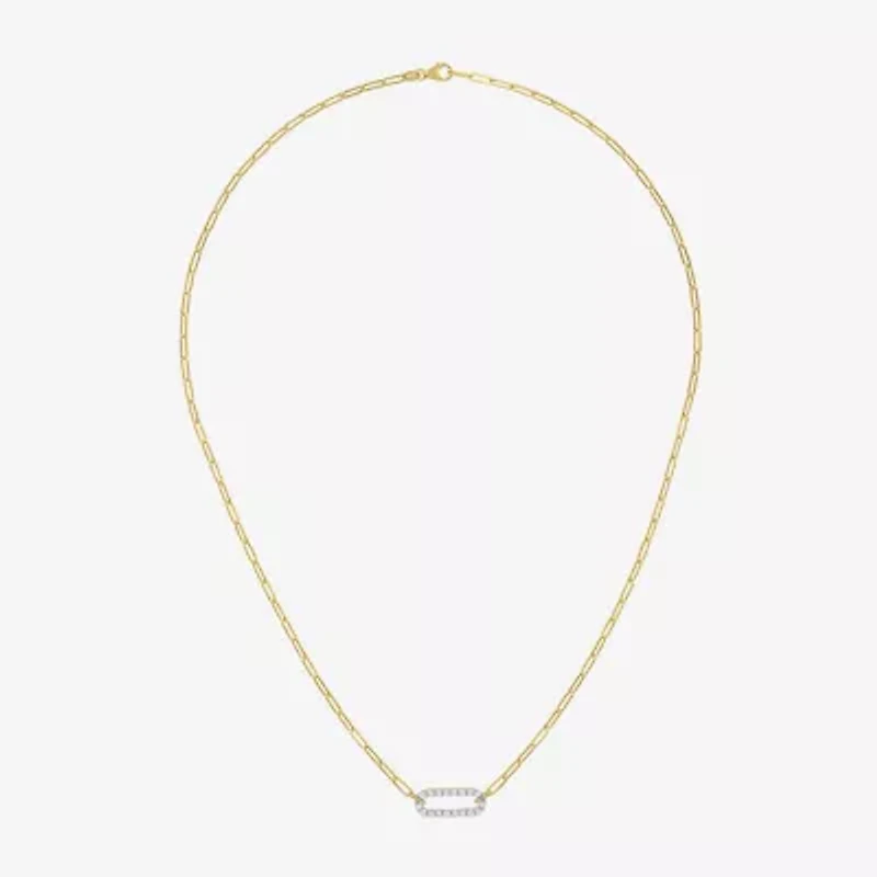 Diamond Addiction (G-H / I1-I2) Womens 1/3 CT. T.W. Lab Grown White Diamond 10K Gold Paperclip 18 Inch Pendant Necklace