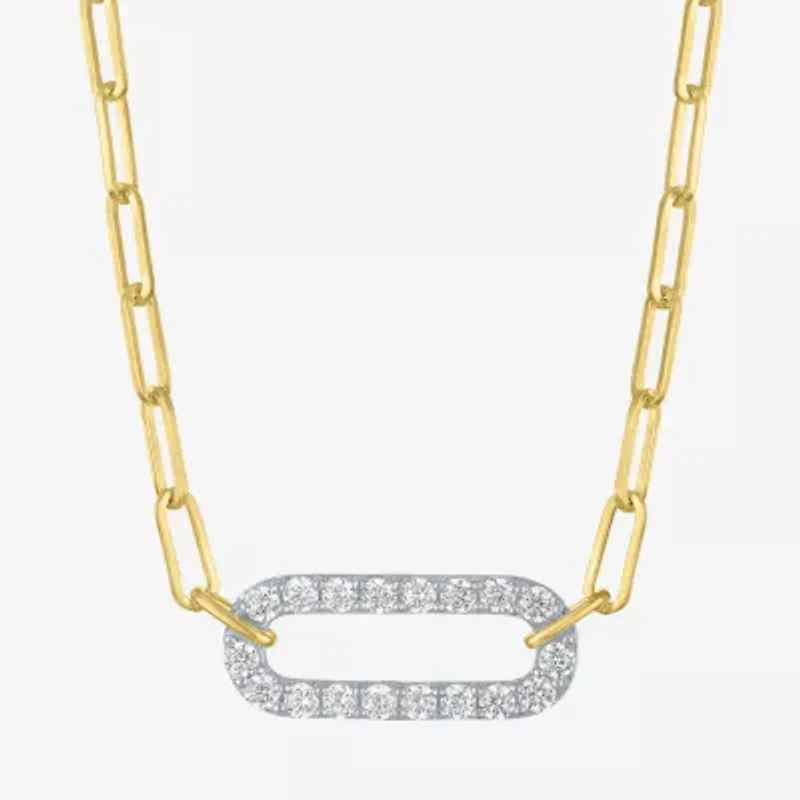 Diamond Addiction (G-H / I1-I2) Womens 1/3 CT. T.W. Lab Grown White Diamond 10K Gold Paperclip 18 Inch Pendant Necklace