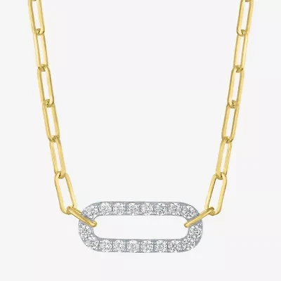 Diamond Addiction (G-H / I1-I2) Womens 1/3 CT. T.W. Lab Grown White Diamond 10K Gold Paperclip 18 Inch Pendant Necklace