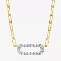 Diamond Addiction (G-H / I1-I2) Womens 1/3 CT. T.W. Lab Grown White Diamond 10K Gold Paperclip 18 Inch Pendant Necklace