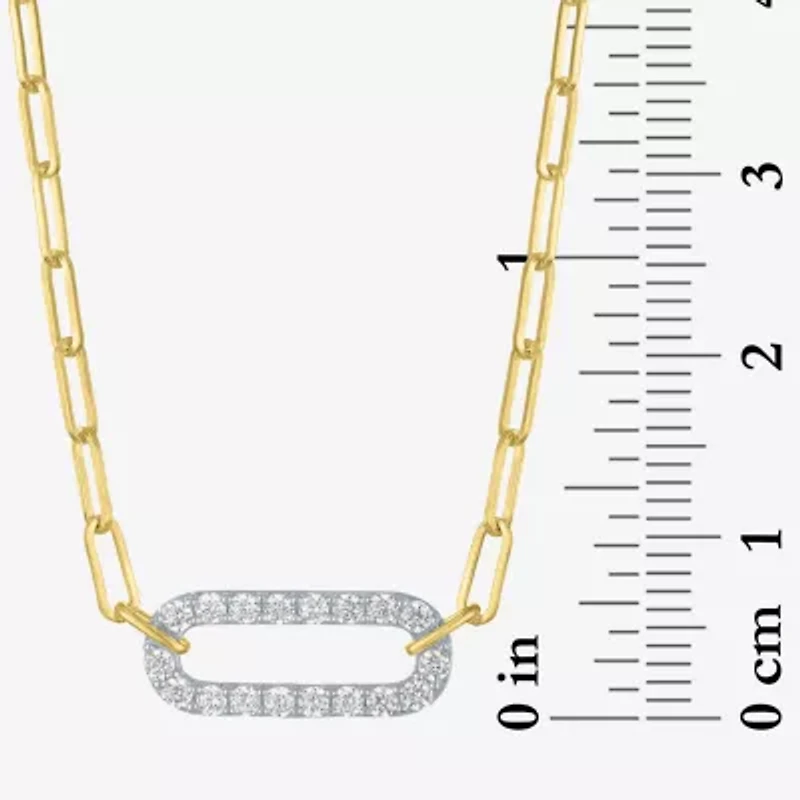 Diamond Addiction (G-H / I1-I2) Womens 1/3 CT. T.W. Lab Grown White Diamond 10K Gold Paperclip 18 Inch Pendant Necklace