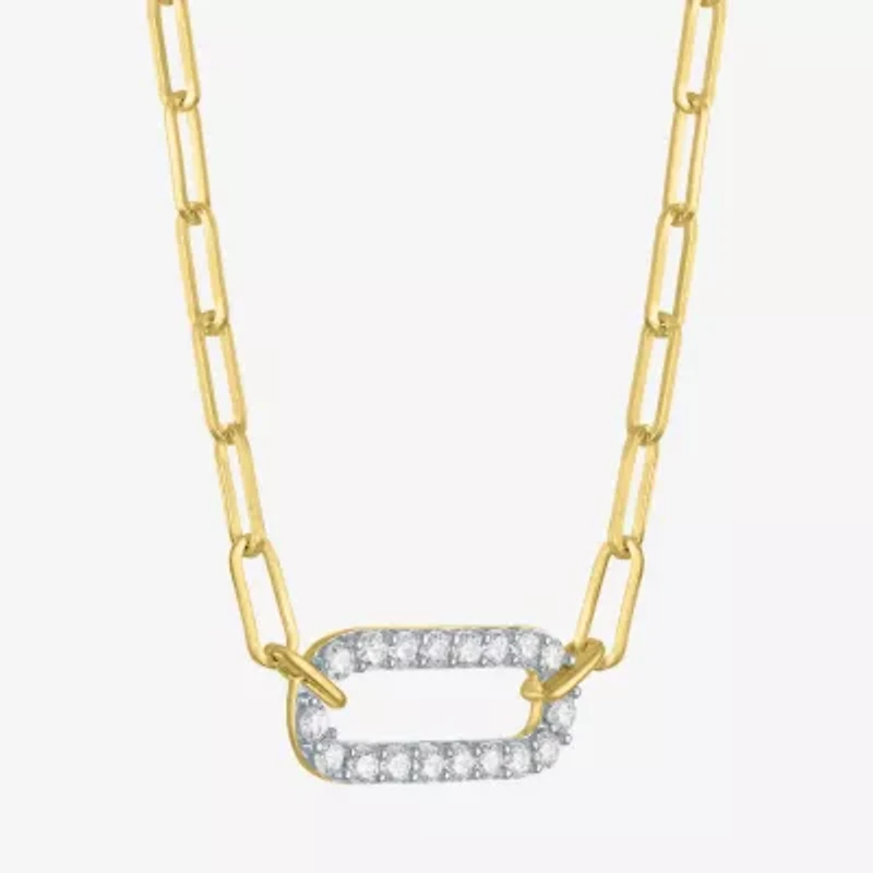 Diamond Addiction (G-H / I1-I2) Womens 1/3 CT. T.W. Lab Grown White Diamond 10K Gold Paperclip 18 Inch Pendant Necklace