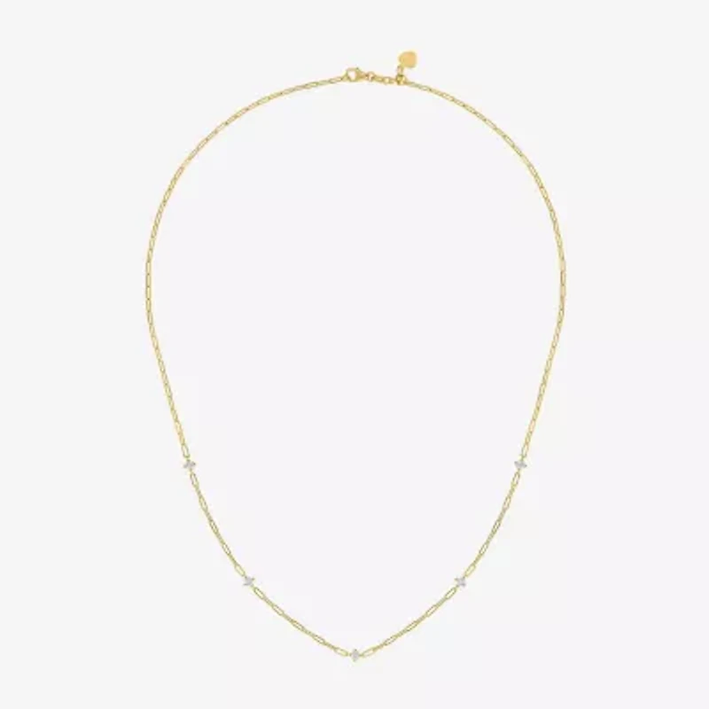 Diamond Addiction (G-H / I1-I2) Womens 1/3 CT. T.W. Lab Grown White Diamond 10K Gold Paperclip Round 18 Inch Pendant Necklace