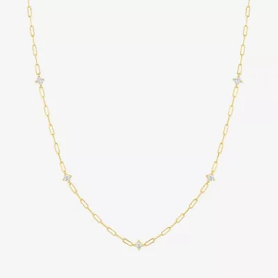 Diamond Addiction (G-H / I1-I2) Womens 1/3 CT. T.W. Lab Grown White Diamond 10K Gold Paperclip Round 18 Inch Pendant Necklace