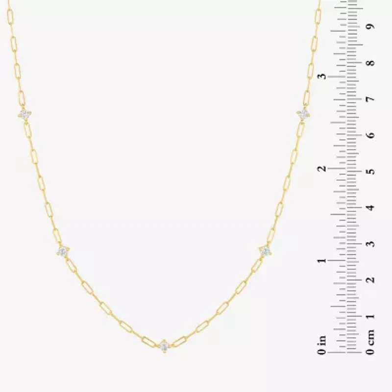 Diamond Addiction (G-H / I1-I2) Womens 1/3 CT. T.W. Lab Grown White Diamond 10K Gold Paperclip Round 18 Inch Pendant Necklace
