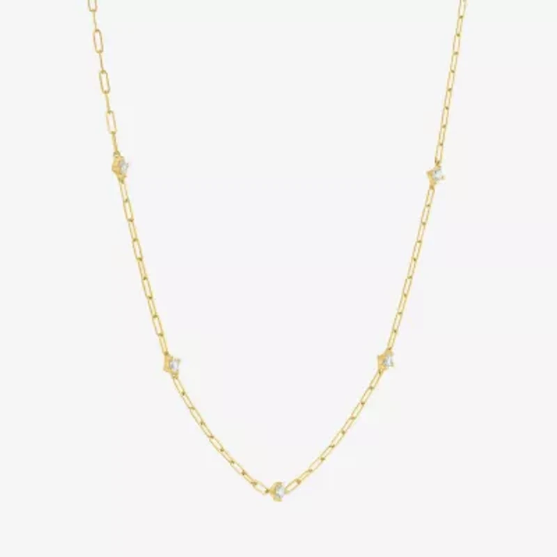 Diamond Addiction (G-H / I1-I2) Womens 1/3 CT. T.W. Lab Grown White Diamond 10K Gold Paperclip Round 18 Inch Pendant Necklace