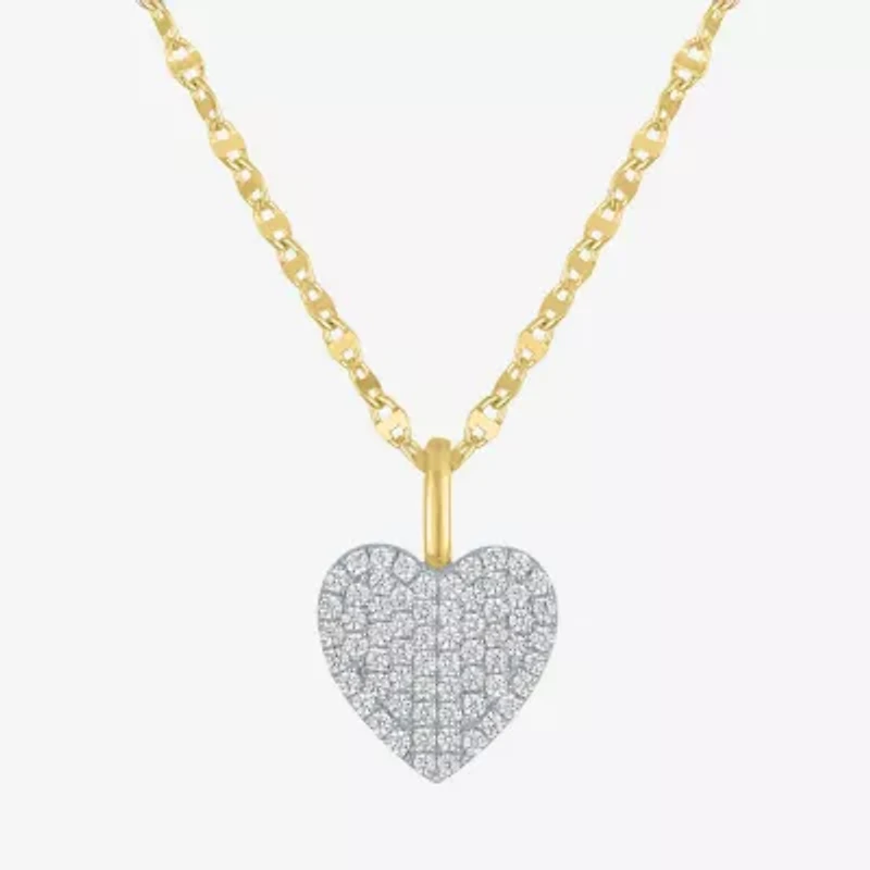 Diamond Addiction (G-H Womens 1/3 CT. T.W. Lab Grown White Diamond 10K Gold Heart 16 Inch Pendant Necklace