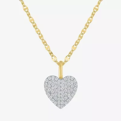 Diamond Addiction (G-H Womens 1/3 CT. T.W. Lab Grown White Diamond 10K Gold Heart 16 Inch Pendant Necklace