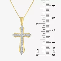 (G-H Womens 1/3 CT. T.W. Lab Grown White Diamond 10K Gold Cross 16 Inch Pendant Necklace