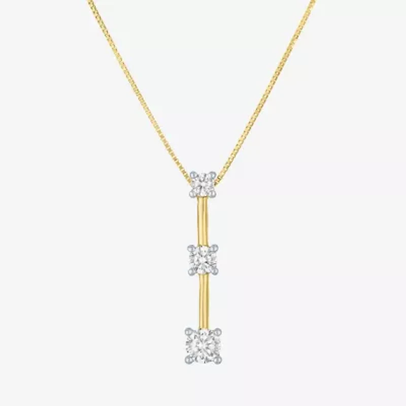 (G-H / I1-I2) Womens 1/3 CT. T.W. Lab Grown White Diamond 10K Gold Round 16 Inch Pendant Necklace