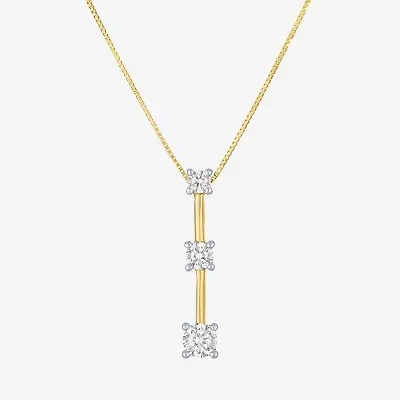 (G-H / I1-I2) Womens 1/3 CT. T.W. Lab Grown White Diamond 10K Gold Round 16 Inch Pendant Necklace