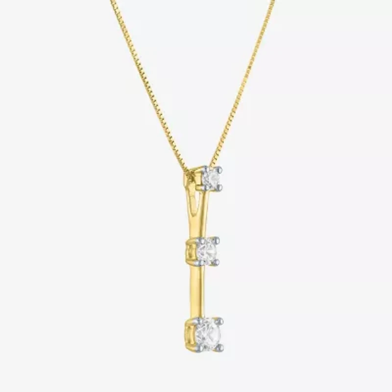 (G-H / I1-I2) Womens 1/3 CT. T.W. Lab Grown White Diamond 10K Gold Round 16 Inch Pendant Necklace