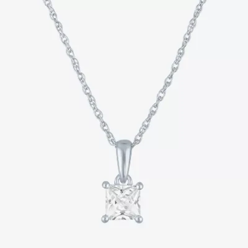 (G-H Womens 1/2 CT. Lab Grown White Diamond 10K White Gold 18 Inch Pendant Necklace