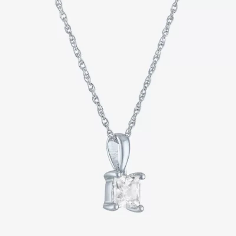 (G-H Womens 1/2 CT. Lab Grown White Diamond 10K White Gold 18 Inch Pendant Necklace