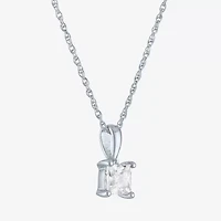 (G-H Womens 1/2 CT. Lab Grown White Diamond 10K White Gold 18 Inch Pendant Necklace