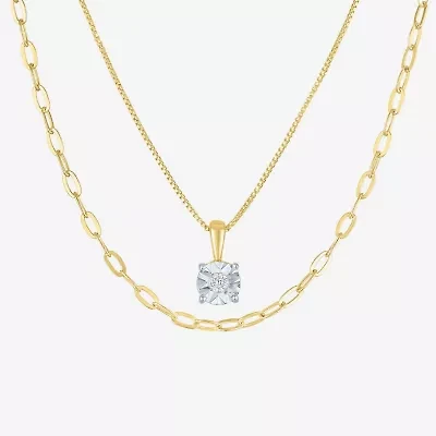 Yes, Please! Womens Diamond Accent Lab Grown White Diamond 14K Gold Over Silver Sterling Silver Round 16 Inch Pendant Necklace