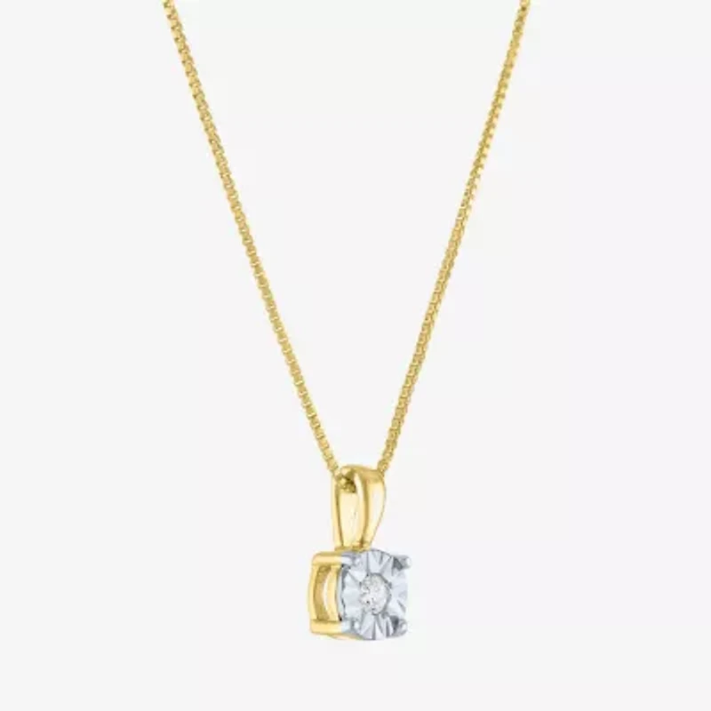 Yes, Please! Womens Diamond Accent Lab Grown White Diamond 14K Gold Over Silver Sterling Silver Round 16 Inch Pendant Necklace