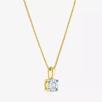Yes, Please! Womens Diamond Accent Lab Grown White Diamond 14K Gold Over Silver Sterling Silver Round 16 Inch Pendant Necklace