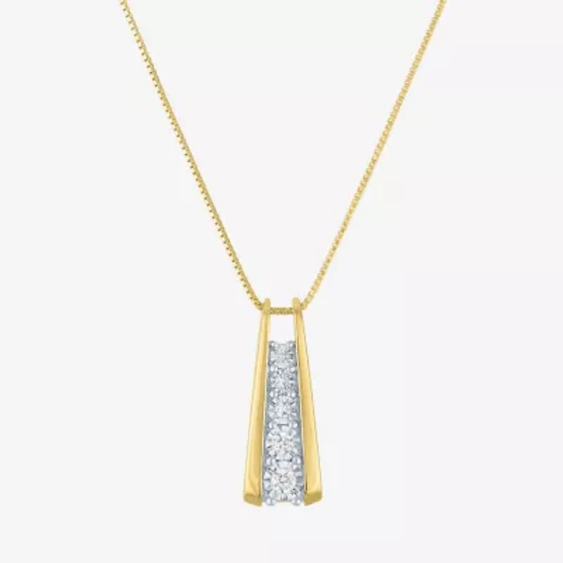 Yes Please! (G-H / I1-I2) Womens 1/10 CT. T.W. Lab Grown White Diamond 14K Gold Over Silver Sterling Silver 18 Inch Pendant Necklace