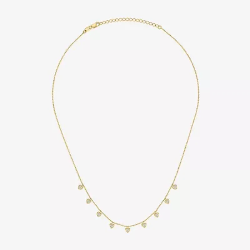 (G-H/ I1-I2) Womens 1/6 CT. T.W. Lab Grown White Diamond 14K Gold Over Silver Sterling Silver Heart 16 Inch Pendant Necklace