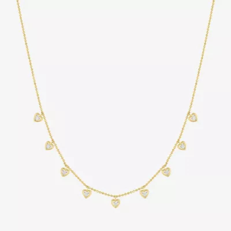 (G-H/ I1-I2) Womens 1/6 CT. T.W. Lab Grown White Diamond 14K Gold Over Silver Sterling Silver Heart 16 Inch Pendant Necklace