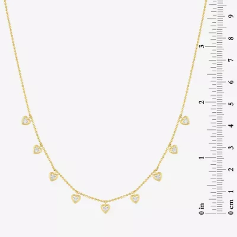 (G-H/ I1-I2) Womens 1/6 CT. T.W. Lab Grown White Diamond 14K Gold Over Silver Sterling Silver Heart 16 Inch Pendant Necklace