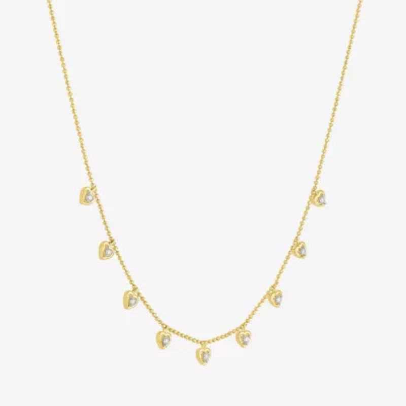 (G-H/ I1-I2) Womens 1/6 CT. T.W. Lab Grown White Diamond 14K Gold Over Silver Sterling Silver Heart 16 Inch Pendant Necklace