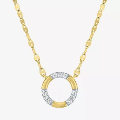 (G-H/ I1-I2) Womens 1/10 CT. T.W. Lab Grown White Diamond 14K Gold Over Silver Sterling Silver Circle 16 Inch Pendant Necklace