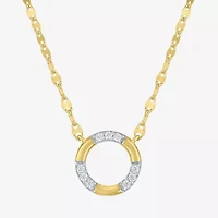 (G-H/ I1-I2) Womens 1/10 CT. T.W. Lab Grown White Diamond 14K Gold Over Silver Sterling Silver Circle 16 Inch Pendant Necklace