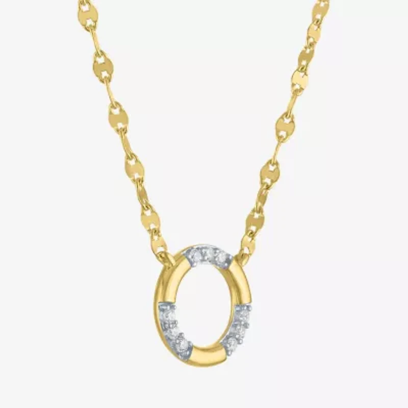 (G-H/ I1-I2) Womens 1/10 CT. T.W. Lab Grown White Diamond 14K Gold Over Silver Sterling Silver Circle 16 Inch Pendant Necklace