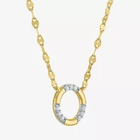(G-H/ I1-I2) Womens 1/10 CT. T.W. Lab Grown White Diamond 14K Gold Over Silver Sterling Silver Circle 16 Inch Pendant Necklace