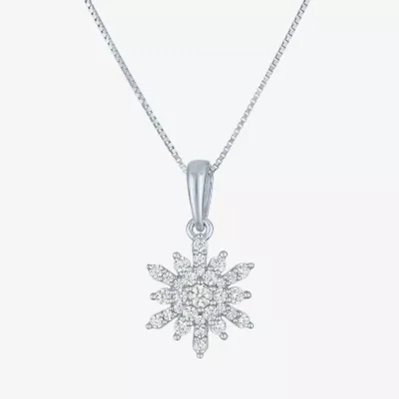(G-H / I1-I2) Womens 1/4 CT. T.W. Lab Grown White Diamond Sterling Silver 16 Inch Pendant Necklace