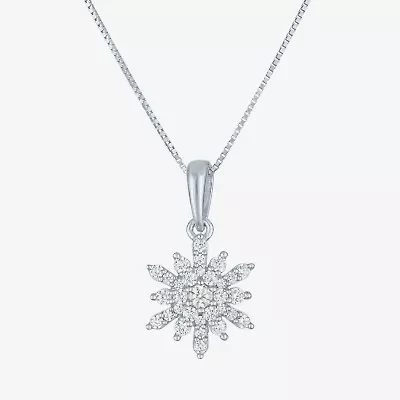 (G-H / I1-I2) Womens 1/4 CT. T.W. Lab Grown White Diamond Sterling Silver 16 Inch Pendant Necklace