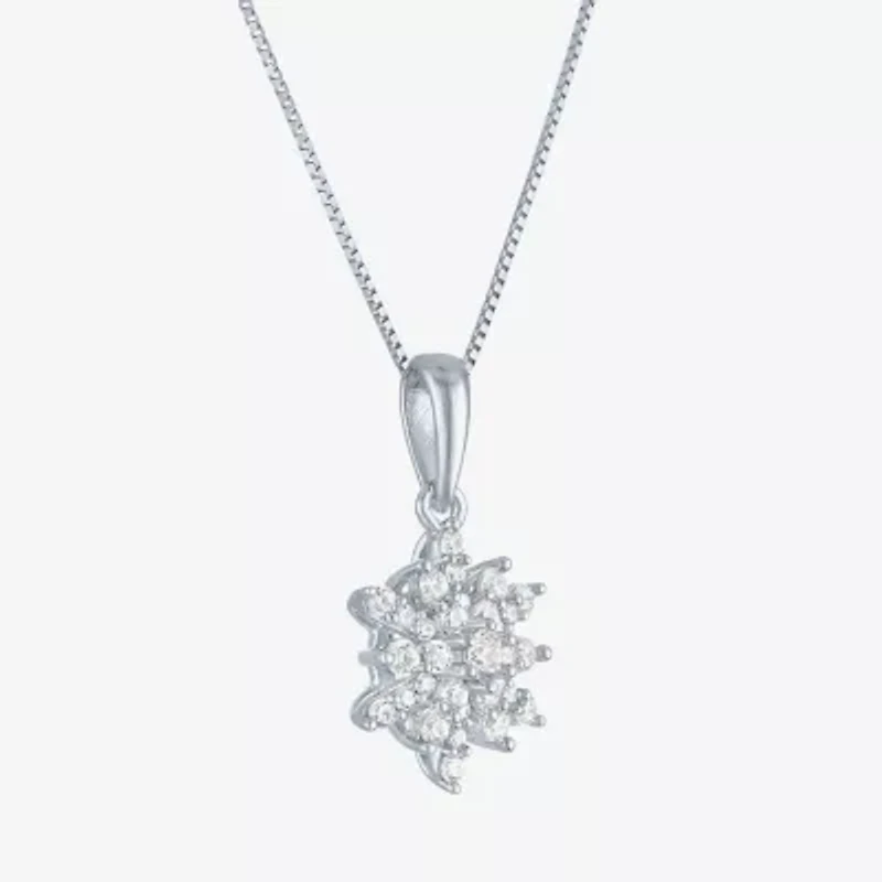 (G-H / I1-I2) Womens 1/4 CT. T.W. Lab Grown White Diamond Sterling Silver 16 Inch Pendant Necklace