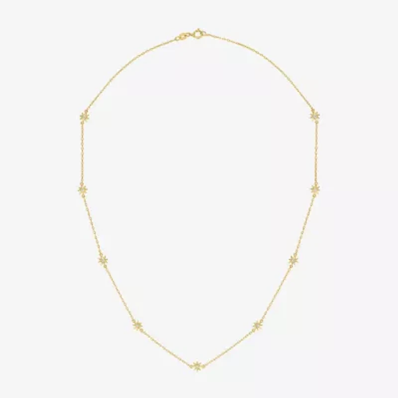 Diamond Addiction (G-H Womens 1/10 CT. T.W. Lab Grown White Diamond 14K Gold Over Silver Sterling Silver Star 16 Inch Pendant Necklace