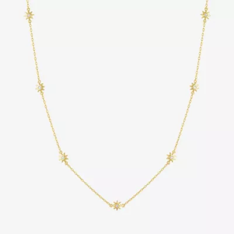 Diamond Addiction (G-H Womens 1/10 CT. T.W. Lab Grown White Diamond 14K Gold Over Silver Sterling Silver Star 16 Inch Pendant Necklace