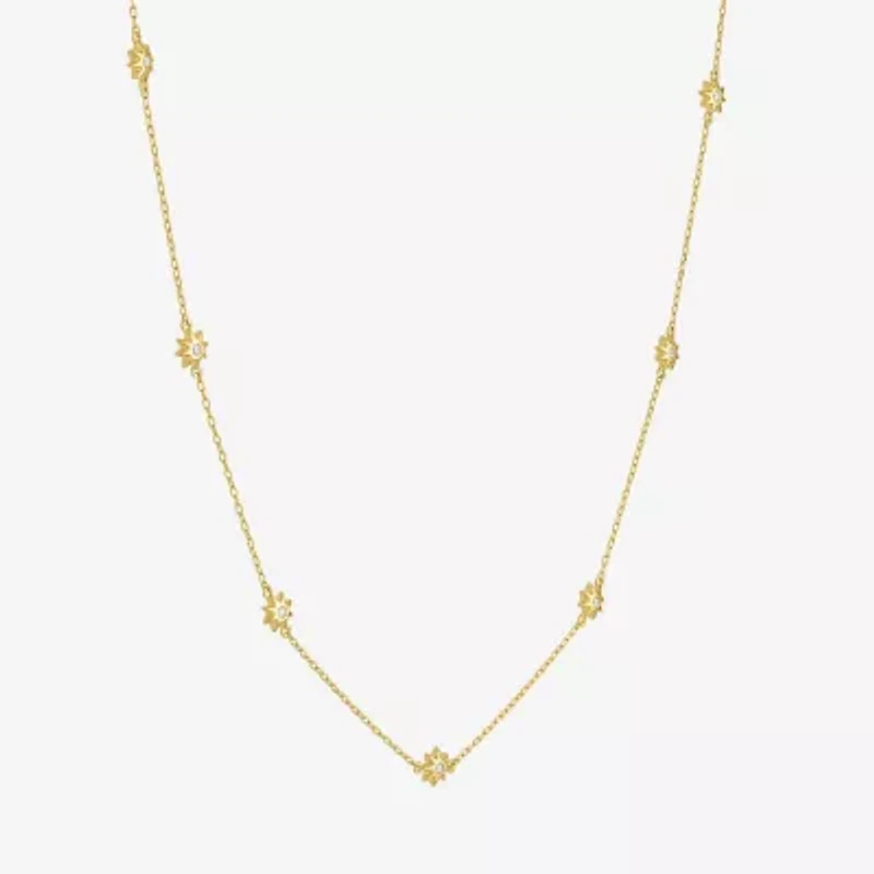 Diamond Addiction (G-H Womens 1/10 CT. T.W. Lab Grown White Diamond 14K Gold Over Silver Sterling Silver Star 16 Inch Pendant Necklace