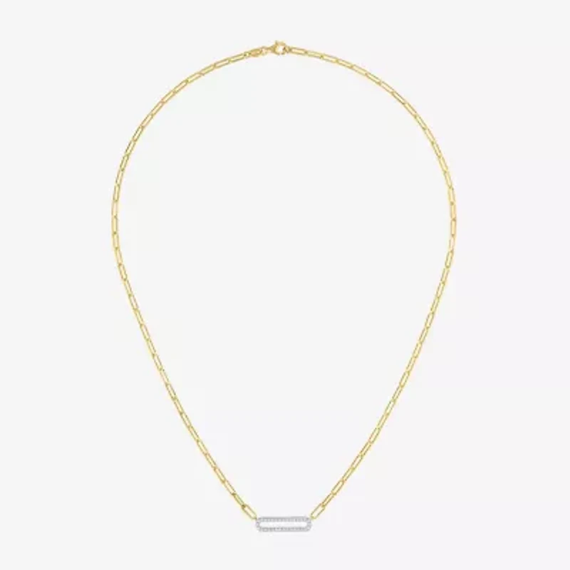 Diamond Addiction (G-H / I1-I2) Womens 1/5 CT. Lab Grown White Diamond 14K Gold Over Silver Sterling Silver Paperclip 18 Inch Pendant Necklace
