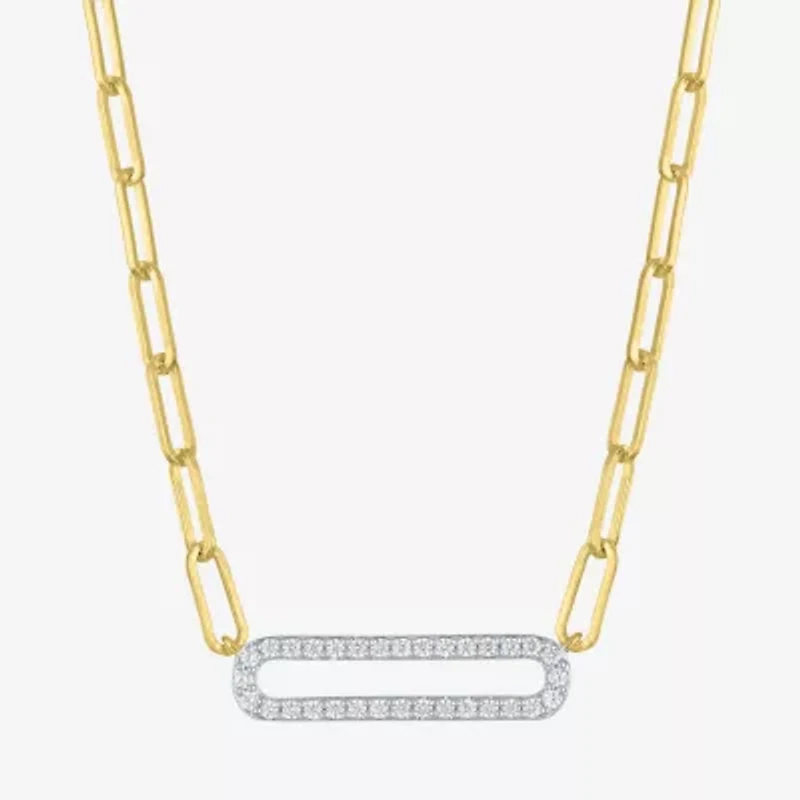 Diamond Addiction (G-H / I1-I2) Womens 1/5 CT. Lab Grown White Diamond 14K Gold Over Silver Sterling Silver Paperclip 18 Inch Pendant Necklace