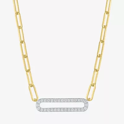 Diamond Addiction (G-H / I1-I2) Womens 1/5 CT. Lab Grown White Diamond 14K Gold Over Silver Sterling Silver Paperclip 18 Inch Pendant Necklace